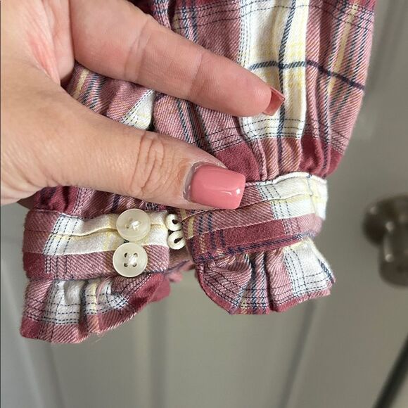 Birds of Paradis by Trovata Finley Pintuck Plaid Blouse Size L - Picture 8 of 8